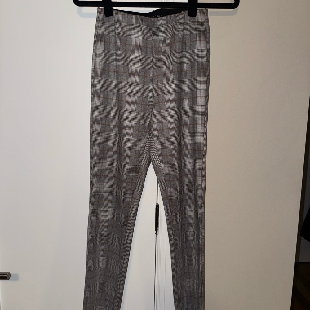 Suede Gray Plaid Dress Pants